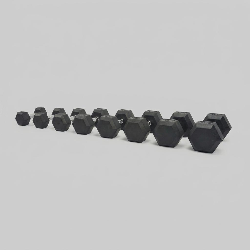 Rubber Hexagon Dumbbells
